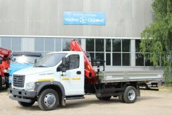 Transport Vehicle with Crane Manipulator NR8082S Modifications 27845J, 27845B, 278456 on GAZ Chassis