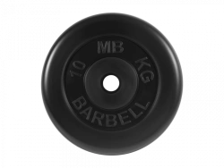 Rubber-Coated Weight Plate Standard, Black, 31mm, 10kg