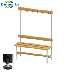 Wooden Locker Room Bench with Hanger for Changing Rooms