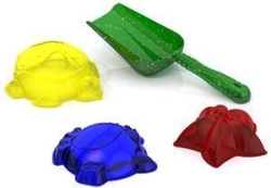 Sand Play Set #123 Transparent (Shovel & 3 Sea Molds)