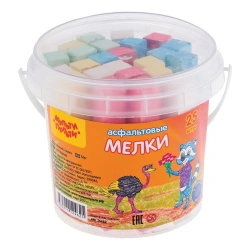 Colored Sidewalk Chalk Multi-Pulti "Raccoon in Australia", 25 pcs, 5 colors, plastic bucket