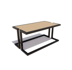 Minotaur Coffee Table with Steel Frame and Wooden Top