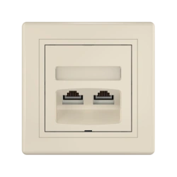 Double Computer Socket with Keystone RJ45 Modules Cat.6 UTP, Beige, Art. 61