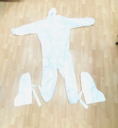 Disposable Medical Protective Coverall Type "Tyvek+" with Boot Covers, Sizes 42-64, White
