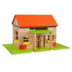 Magnetic Wooden Constructor WOODBLOCKS - 4-in-1 Houses (90 Pieces)