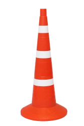 750mm Flexible Traffic Cone with Weights and 3 White Matte Stripes - KS-3.4.0