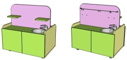 Wooden Preschool Furniture: Double-Sided Mobile Play Module "Kitchen