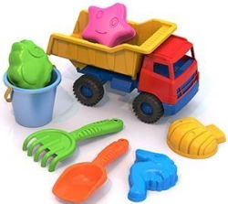 Sand Play Set No. 16 (Teddy Bear Truck, Shovel, Rake, Bucket, 4 Sea Molds)