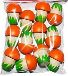 Wooden Mushroom Counting Material - 12 Pieces