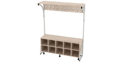 Floor-standing coat rack with storage unit for 10 items 1250x370x1600mm