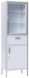 Two-Section Medical Cabinet with Glass Shelves for Storage