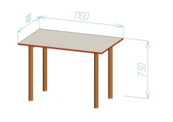 Dining Table with Metal Legs, Width 1100mm, Depth 700mm, Height 730mm