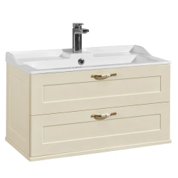 Aquaton Leon 80 Wall-Mounted Sink Cabinet in Beige Oak 1A186301LBPR01