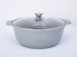 5L Aluminum Cast Dutch Oven with Non-Stick Coating by Kukmara, Marble Line