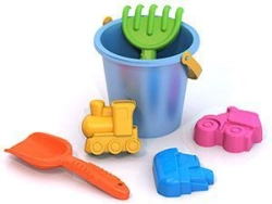 Sand Play Set #7 (Wave Shovel, Wave Rake, Transport Molds, Large Bucket)