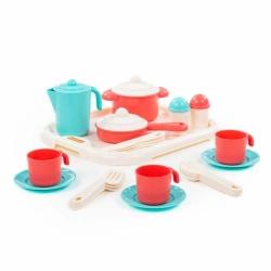 Colorful Children's Tableware Set for Three with Tray Nastenka