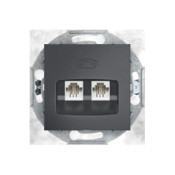 Caduceus Aling Prestige Double Hidden Installation Telephone Socket 2xRJ12 6P2C, Graphite, Art. 6011.2