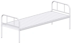 Hospital Bed with Single Mattress, No Wheels, Metal Headboards, Model KFO-01-MSK (MSK-122R)