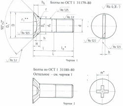 Polished Bolts with Countersunk Head, OST Standards