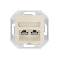 Double Computer Socket CADUCEUS ALING PRESTIGE with Keystone RJ45 Modules Cat.5e UTP, Beige, Art. 6014.9