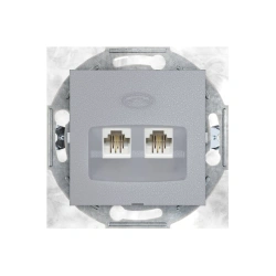 CADUCEUS ALING PRESTIGE Double Telephone Socket 2xRJ12 6P2C (Silver, Art. 6011.S)