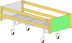 Functional Hospital Bed on Wheels with Wooden Side Rails - KФ3-01-«МСК» (МСК-6103ЭЛ)