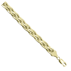 Gold Necklace 585 Purity Green Almond Braid Chain NC17-272 0.35MM 70CM 38.72G