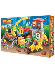 Building Site Set with Crane, Truck, and Tractor - Bauer Construction Toy