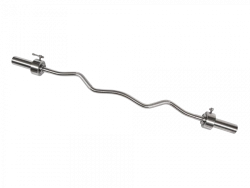 Chromed W-Shaped Barbell with Smooth Sleeve, 50mm, Locking Mechanism, 150kg Capacity, 12.2kg Weight - MB-BarM50-WL