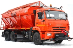 Combined Road Cleaning Machine KMD-65115-E5 with Metal Hopper and Tank on KAMAZ 6511 Chassis