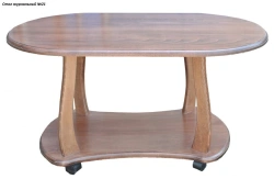 Wooden Coffee Table with Shelf and Wheels Model No. 21
