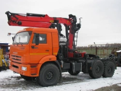 Truck Tractor with Crane Manipulator 6377V9 on Kamaz 53504-A5 Chassis