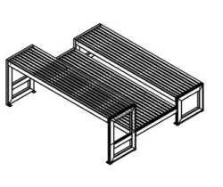 Office Bench with Metal Frame, Model 10159