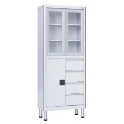 Medical Cabinet with Two Sections, Aluminum and Carbon Steel, Model MCK-02