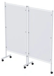Stainless Steel Medical Screen on Wheels, Two-Section, Model MSK-25303P