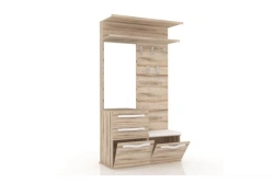 Combined Coat Rack with Mirror Marta LD 124.110.000 (White/Desira Ash)