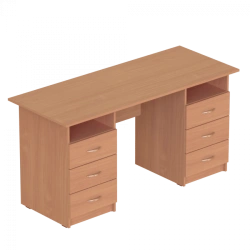 Rectangular Writing Desk with Two Pedestals and Drawers
