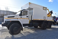 Special Van Truck with Crane, Model GIRD 5849N3 on Ural 4320 Chassis
