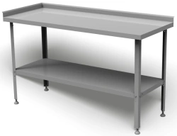 Food Preparation Table with Two Edges, Solid Shelf SRP-2l-0.7/0.7-P (Stainless Steel)