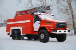 Fire Truck with Ladder ACL-(3.0-5.0)-?-?, Model 5881T, Modification 5881T7 on Ural-4320-6951-70 Chassis