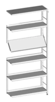 One-Sided Metal Frame Shelf 900x300x1452 mm