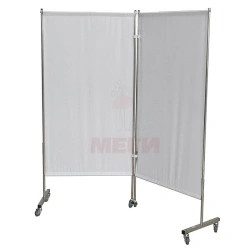 Medical Folding Screen on Wheels, Two-Section, Stainless Steel, Model MSK-25302