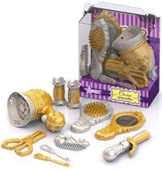 Hair Care Set with Hairdryer (Gold) - 10 Pieces in Blister