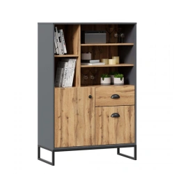 High Loft Wardrobe in Oak Votan/Onyx Gray - Model LD.689020.000