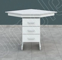 Corner Laboratory Table with Durable Metal Frame