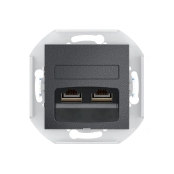 Double Computer Socket with Keystone RJ45 Modules Cat.6 FTP, Graphite, Art. 601