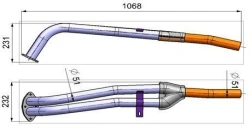 Exhaust Pipe for GAZ-3302 with ZMZ-406 Engine - 3302-1203010