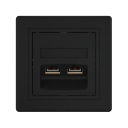 CADUCEUS ALING PRESTIGE Double Computer Socket with Keystone RJ45 Modules, Black (Soft Touch)