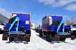 Special van truck with crane-manipulator, URAL 7470-01, GIRD, Type 5849AS, Modification 5849