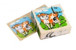 Wooden Animal Puzzle Blocks - "Domestic Animals" (9 Pieces) Model 4444-3